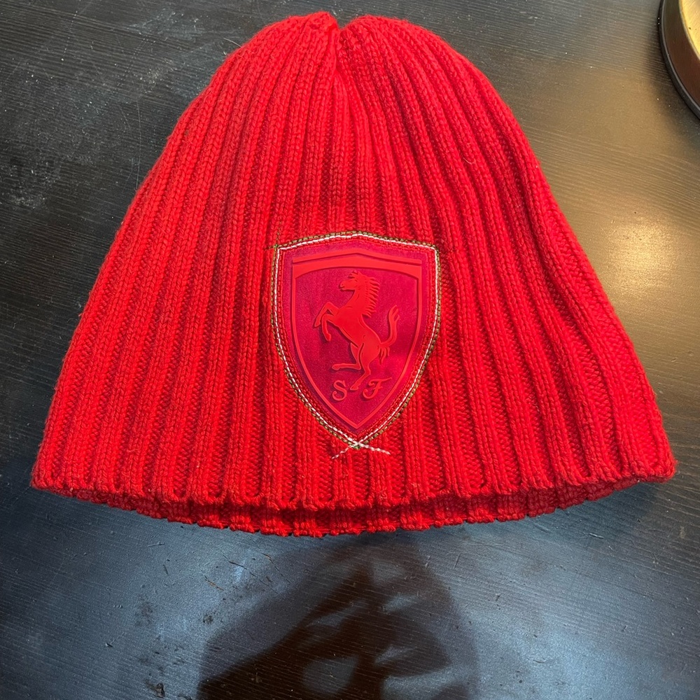 Scuderia Ferrari/ Puma collab Red Knit Beanie with Shield Patch